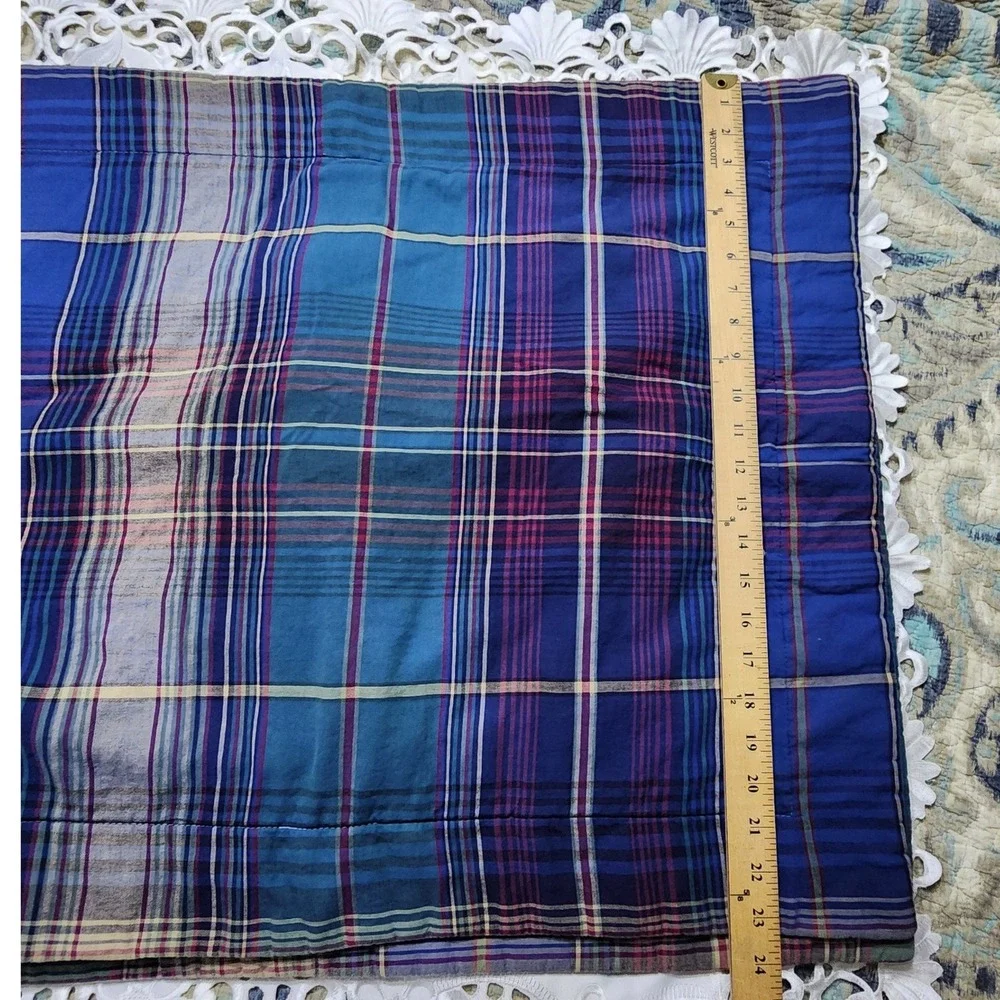 JCPenney Home Collection Plaid Pillow Shams Set of 2 Blue Teal Cotton Standard